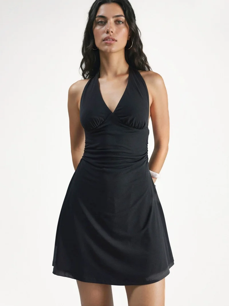 HICCUP Black Halter Collar Mini Dress for Women | Best Price UAE