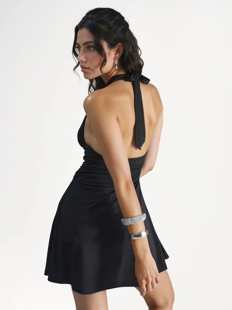 HICCUP Black Halter Collar Mini Dress for Women | Best Price UAE