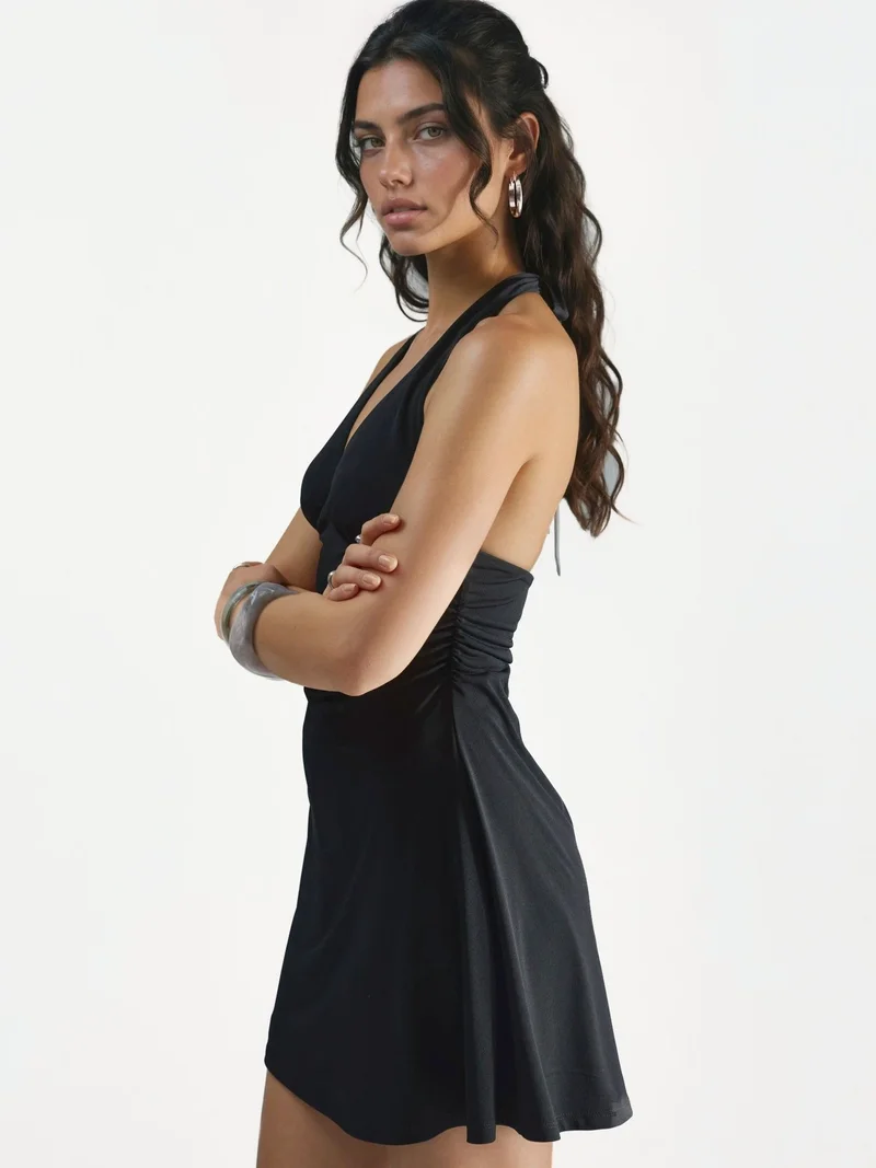HICCUP Black Halter Collar Mini Dress for Women | Best Price UAE
