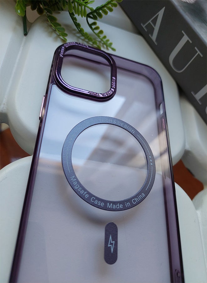 Premium Shockproof MagSafe Case for iPhone 15 with Metal Camera Frame – Stylish Transparent Magnetic Mobile Cover for Men, Women & Youth – Anti-Fingerprint, Camera Protection, Drop Resistant (Purple) - Image 3