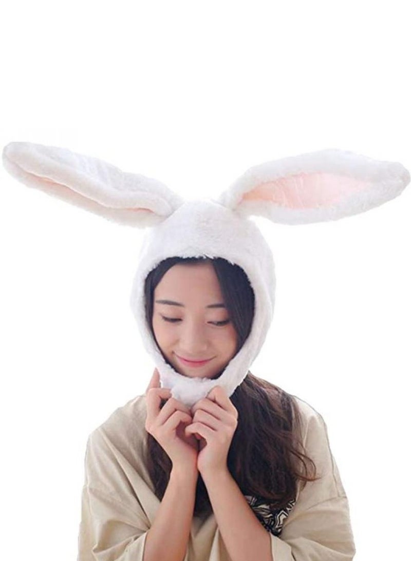 Alissa Cute Bunny Ear Hat for Girls & Women – Soft Plush Rabbit Hat with Long Ears – Fun Party & Holiday Costume Cap (White)  - Image 1