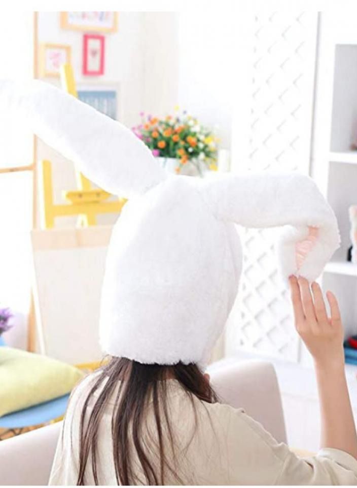 Alissa Cute Bunny Ear Hat for Girls & Women – Soft Plush Rabbit Hat with Long Ears – Fun Party & Holiday Costume Cap (White)  - Image 5