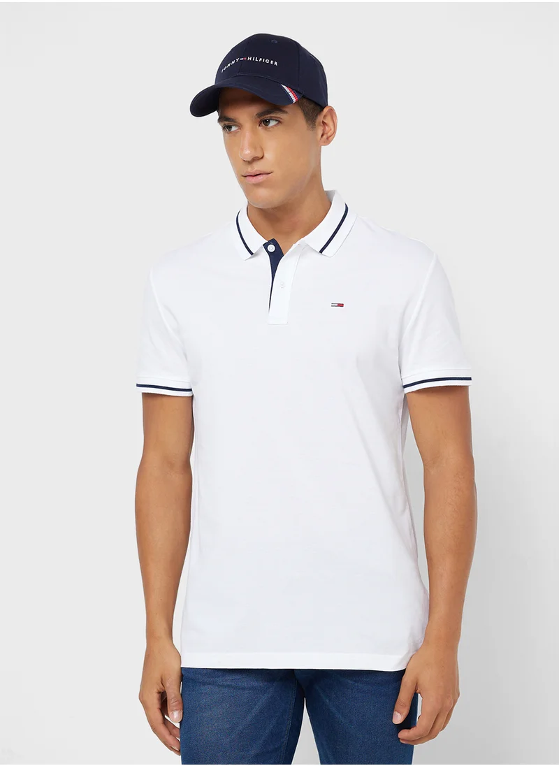 تومي جينز Logo Regular Fit Tipped Polo