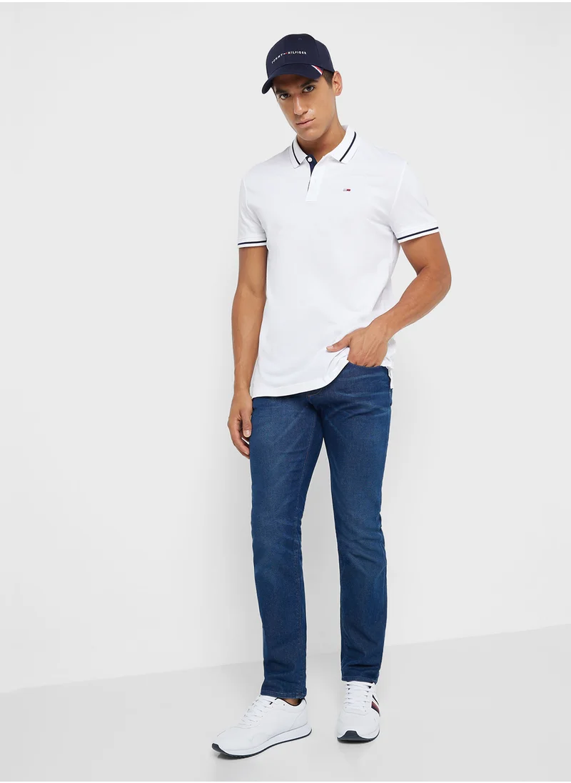 تومي جينز Logo Regular Fit Tipped Polo