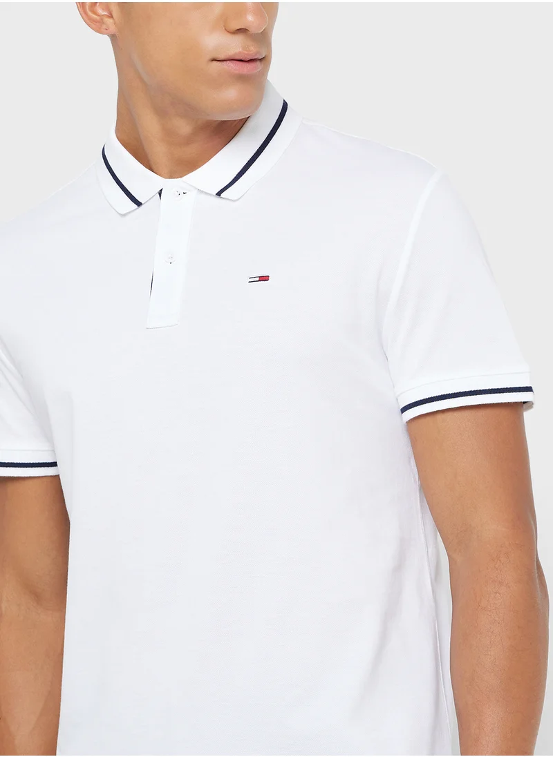 تومي جينز Logo Regular Fit Tipped Polo