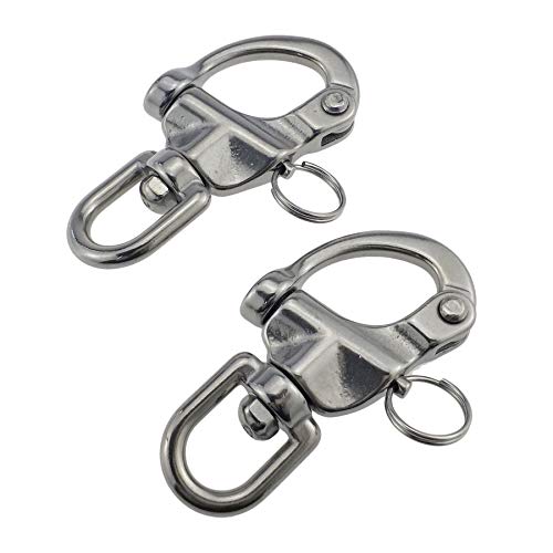 keehui Pair 5inches Swivel Eye Snap Shackles Quick Release Bail Rigging Sailing Boat Marine 316 Stainless Steel for Sailboat Spinnaker Halyard - Image 1