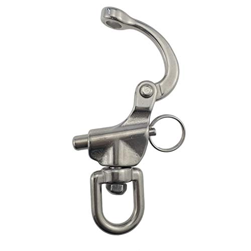 keehui Pair 5inches Swivel Eye Snap Shackles Quick Release Bail Rigging Sailing Boat Marine 316 Stainless Steel for Sailboat Spinnaker Halyard - Image 3