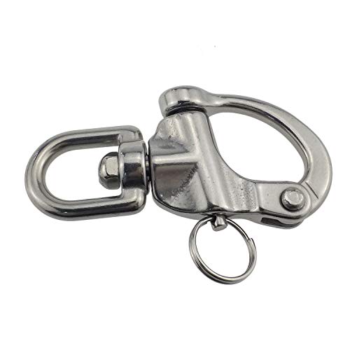 keehui Pair 5inches Swivel Eye Snap Shackles Quick Release Bail Rigging Sailing Boat Marine 316 Stainless Steel for Sailboat Spinnaker Halyard - Image 5