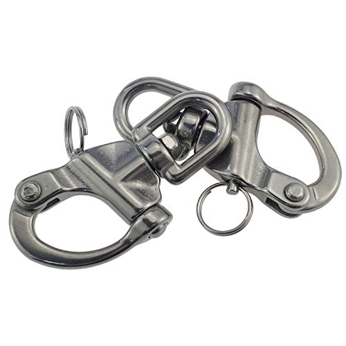 keehui Pair 5inches Swivel Eye Snap Shackles Quick Release Bail Rigging Sailing Boat Marine 316 Stainless Steel for Sailboat Spinnaker Halyard - Image 4