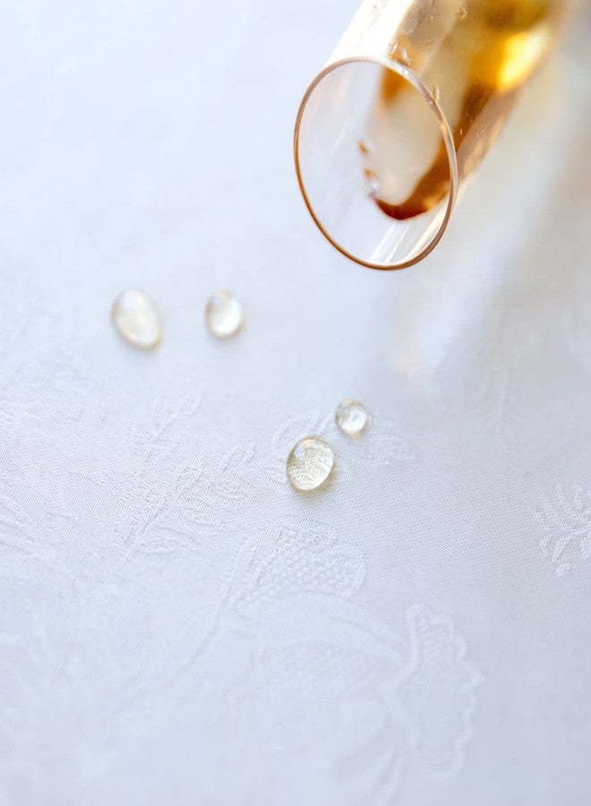 BrekSdat White lace Premium Round Farmhouse Tablecloth Waterproof OilProof SpillProof AntiShrink Soft Wrinkle Resistant Decorative Fabric Table Cover Kitchen Dinning Party Wedding Banquet - Image 4
