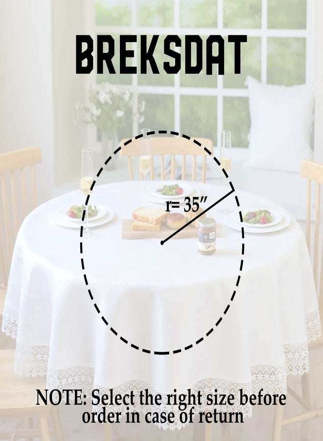 BrekSdat White lace Premium Round Farmhouse Tablecloth Waterproof OilProof SpillProof AntiShrink Soft Wrinkle Resistant Decorative Fabric Table Cover Kitchen Dinning Party Wedding Banquet - Image 5