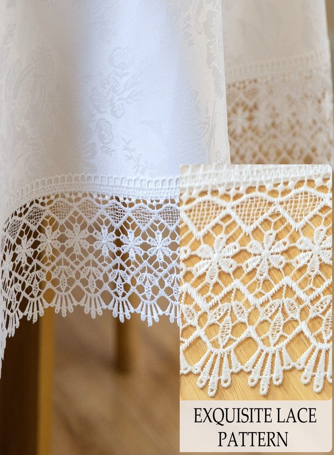 BrekSdat White lace Premium Round Farmhouse Tablecloth Waterproof OilProof SpillProof AntiShrink Soft Wrinkle Resistant Decorative Fabric Table Cover Kitchen Dinning Party Wedding Banquet - Image 3