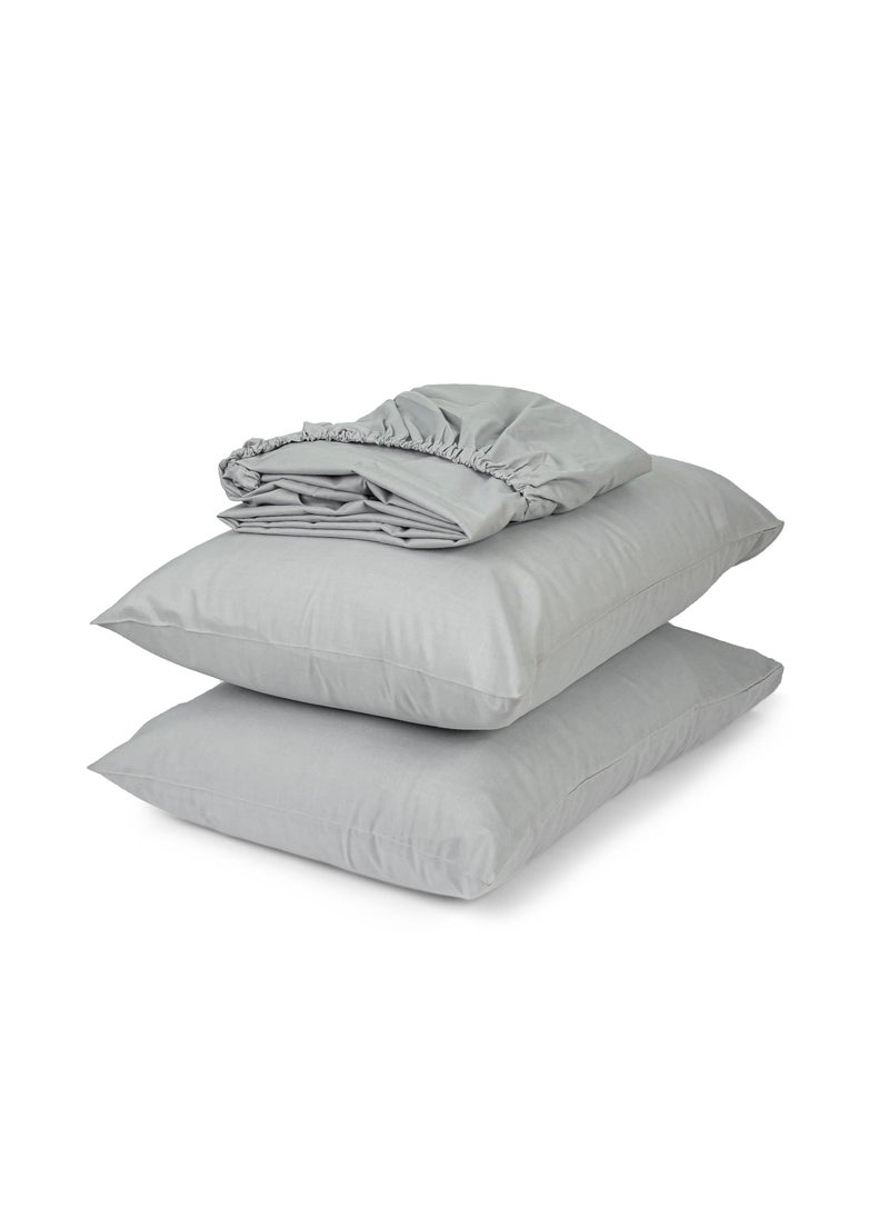 Home of linens - طقم شرشف مثبت رمادي 100x200 - Image 1