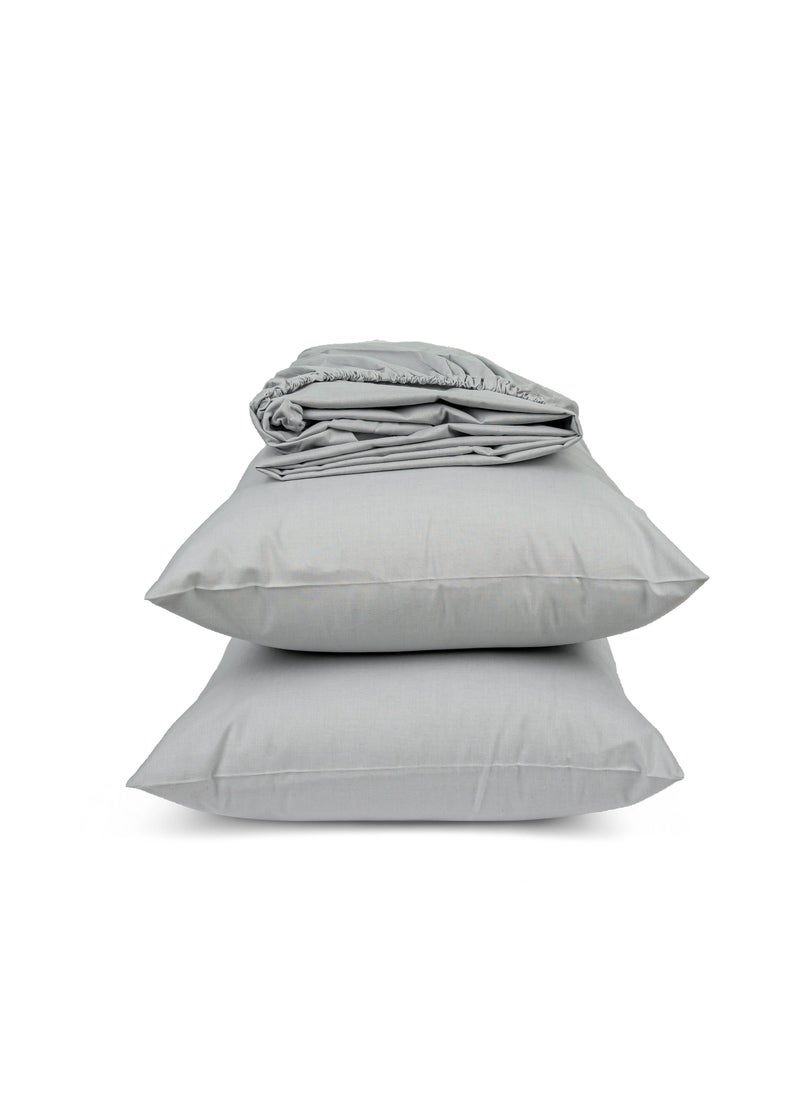 Home of linens - طقم شرشف مثبت رمادي 100x200 - Image 1