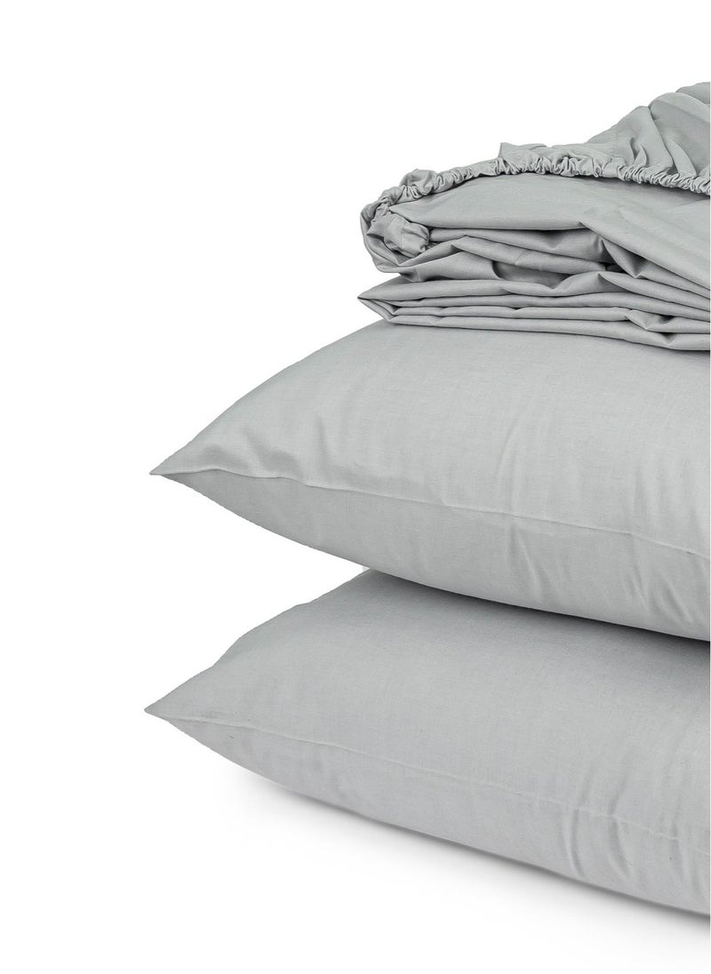 Home of linens - طقم شرشف مثبت رمادي 100x200 - Image 1