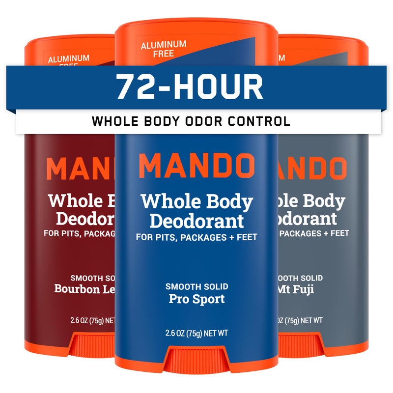 Mando Whole Body Deodorant For Men - Smooth Solid Stick - 72 Hour Odor Control - Aluminum Free, Baking Soda Free, Skin Safe - 2.6 ounce (Pack of 3) - Image 1