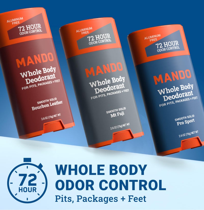 Mando Whole Body Deodorant For Men - Smooth Solid Stick - 72 Hour Odor Control - Aluminum Free, Baking Soda Free, Skin Safe - 2.6 ounce (Pack of 3) - Image 2