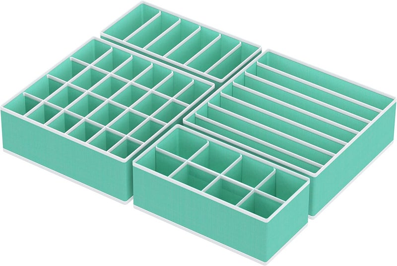 Simple Houseware Carefully selected solid material Closet Underwear Organizer Drawer Divider 4 Set, Turquoise Wear resistant - Image 2