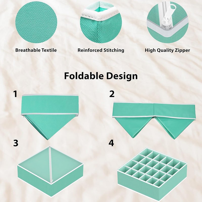 Simple Houseware Carefully selected solid material Closet Underwear Organizer Drawer Divider 4 Set, Turquoise Wear resistant - Image 5