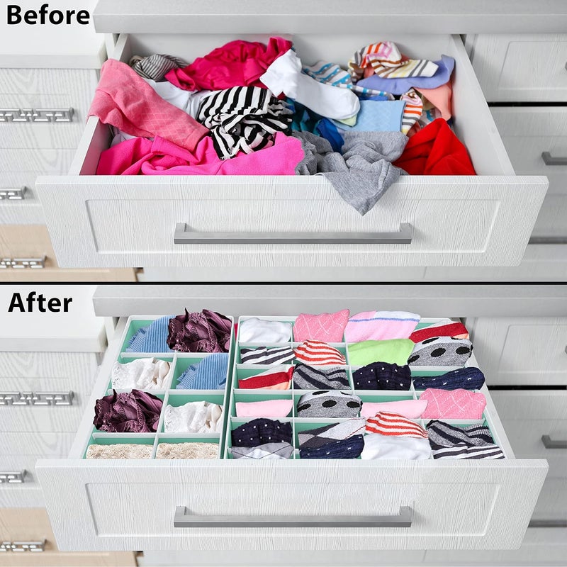 Simple Houseware Carefully selected solid material Closet Underwear Organizer Drawer Divider 4 Set, Turquoise Wear resistant - Image 3