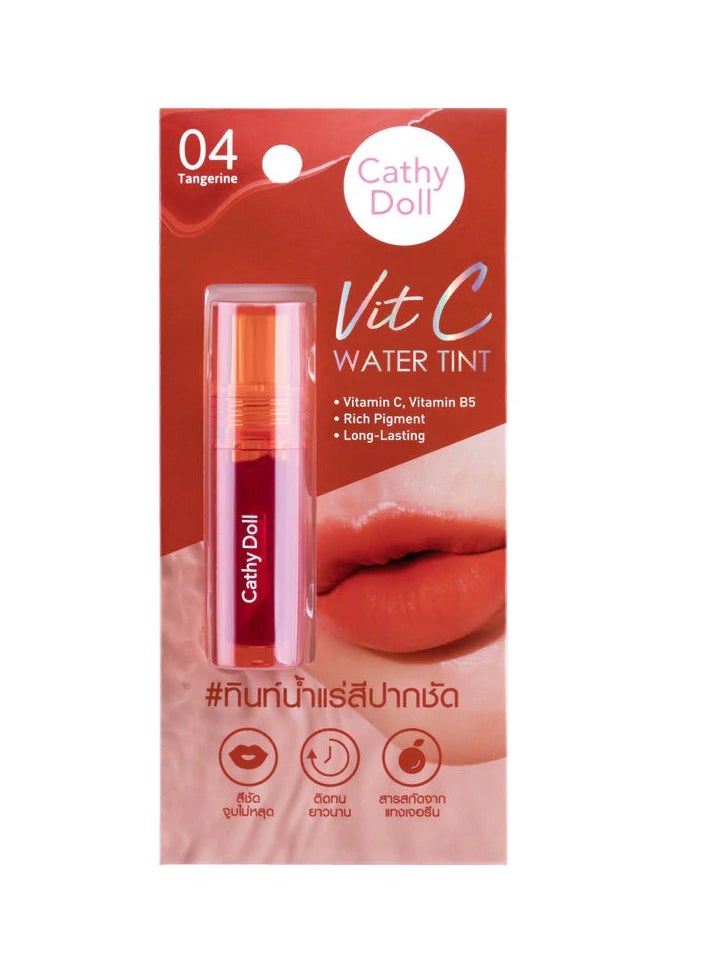 Cathy Doll Cathy Doll Vit C Water Tint (04 Tangerine) – Long-Lasting, Hydrating Lip Stain with Vitamin C & B5  - Image 1