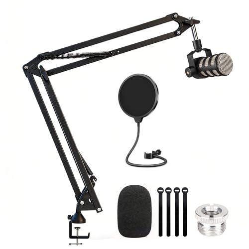 WIBOND Heavy Duty Mic Boom Arm for Rode Podmic, Professional Microphone Stand with 3/8" to 5/8" Adapter for Shure SM7B, Blue Yeti, HyperX QuadCast, Fifine AM8, Pop Filter and Custom Foam Cover Kit - Image 1