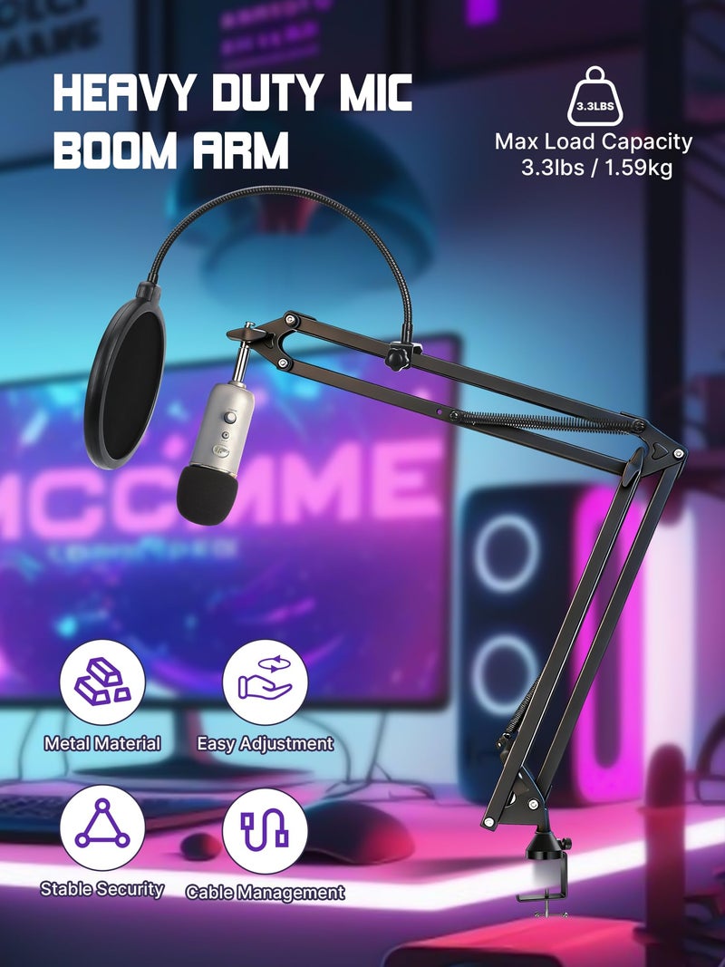 WIBOND Heavy Duty Mic Boom Arm for Rode Podmic, Professional Microphone Stand with 3/8" to 5/8" Adapter for Shure SM7B, Blue Yeti, HyperX QuadCast, Fifine AM8, Pop Filter and Custom Foam Cover Kit - Image 4