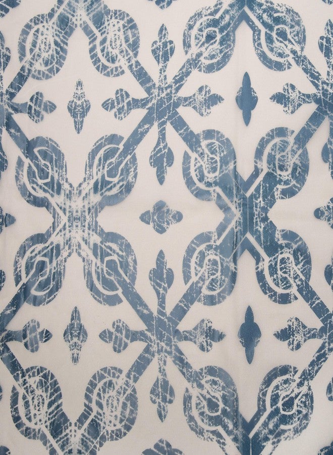 باث بليس ستارة دش باث بليس ٧٠ × ٧٢ بوصة من مادة PEVA | ١٢ حلقة معدنية مقاومة للصدأ | رأس معزز | مقاومة للماء | تصميم لشبونة | أزرق - Image 3