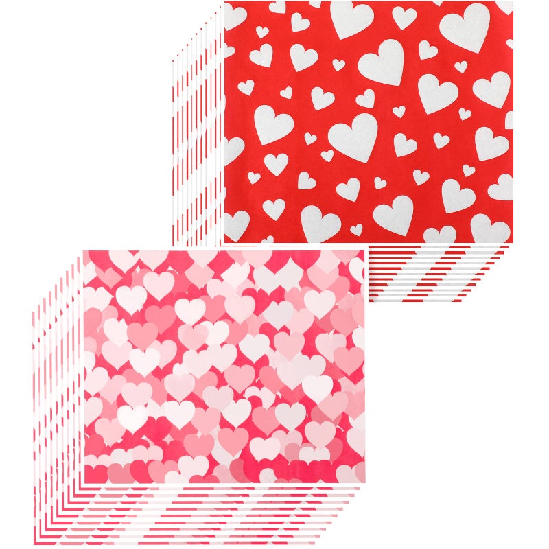 Eersida 150 Pieces Valentine's Day Wax Heart Love Pattern Food Wrap Paper Sandwich Wrapping Paper for Valentine's Day Chocolate Candy Cookies Baking Food Basket Liner Baking Wedding Party Supplies - Image 1