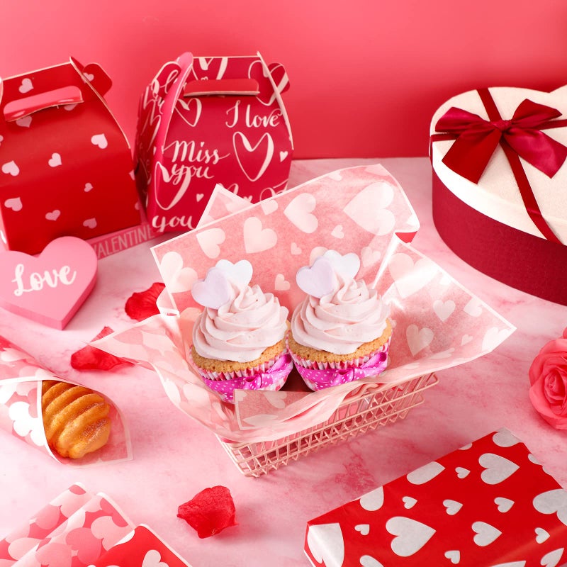 Eersida 150 Pieces Valentine's Day Wax Heart Love Pattern Food Wrap Paper Sandwich Wrapping Paper for Valentine's Day Chocolate Candy Cookies Baking Food Basket Liner Baking Wedding Party Supplies - Image 5