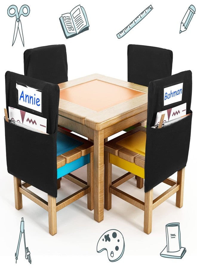 Xaatren 24 Pcs Small Chair Pockets for Classroom 14 Inch School Chairs Bag Chairback Buddy Seat Pocket Student Classroom Organizer with Name Tag for Primary School Chair up to 14'' Wide(Black) - Image 5