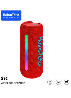Haino Teko Germany S92 Portable Wireless Speaker With High Bass Sound Quality Multi Functional Button Cotrol and LED Light Red