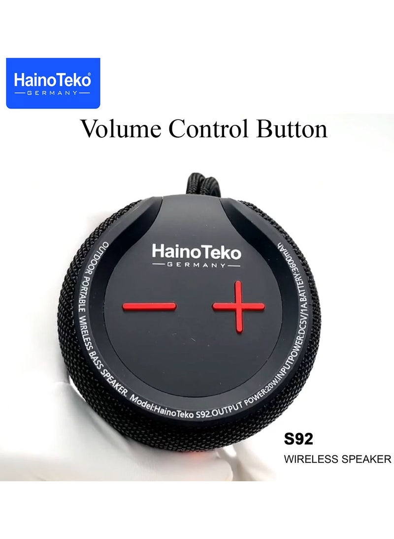 Haino Teko - Haino Teko Germany S92 Portable Wireless Speaker With High Bass Sound Quality Multi Functional Button Cotrol and LED Light Red - Image 1