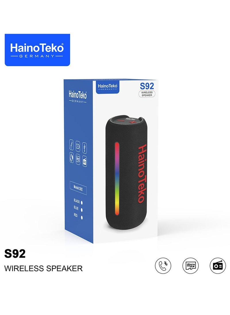 Haino Teko - Haino Teko Germany S92 Portable Wireless Speaker With High Bass Sound Quality Multi Functional Button Cotrol and LED Light Red - Image 1