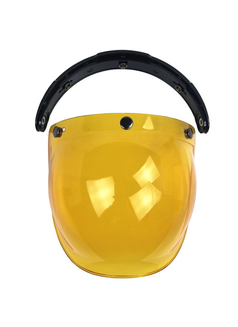 Generic New Bubble Lens Motorcycle Helmet Lens Triple Buckle Lens Retro Harley Lens Frame Bubble Lens Amber set (with bracket)