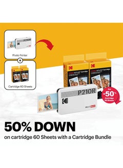 Kodak KODAK Mini 2 Retro 4PASS Portable Photo Printer (2.1x3.4 inches) Initial 8 Sheets + 60 Sheets Bundle, Yellow  - Image 2