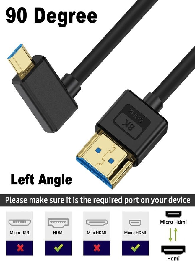 بويكوت كابل Poyiccot فائق النحافة بدقة 8K من نوع Micro HDMI إلى HDMI، بطول 30 سم، وسرعة نقل بيانات 48 جيجابت في الثانية. كابل قصير، مصنوع من السيليكون الناعم والنحيف، بزاوية 90 درجة، من نوع Micro HDMI 2.1، مناسب للكاميرات وكاميرات الفيديو والأجهزة اللوحية. - Image 5
