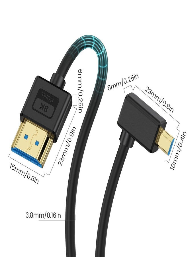 بويكوت كابل Poyiccot فائق النحافة بدقة 8K من نوع Micro HDMI إلى HDMI، بطول 30 سم، وسرعة نقل بيانات 48 جيجابت في الثانية. كابل قصير، مصنوع من السيليكون الناعم والنحيف، بزاوية 90 درجة، من نوع Micro HDMI 2.1، مناسب للكاميرات وكاميرات الفيديو والأجهزة اللوحية. - Image 2