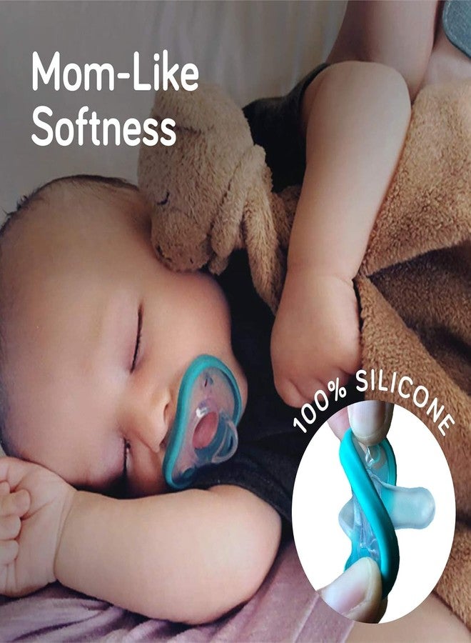 NANOBÉBÉ Nanobebe Baby Pacifiers 0-3 Month - Orthodontic, Curves Comfortably with Face Contour, Award Winning for Breastfeeding Babies, 100% Silicone, Baby Registry Gift 4pk, Sage/White - Image 4