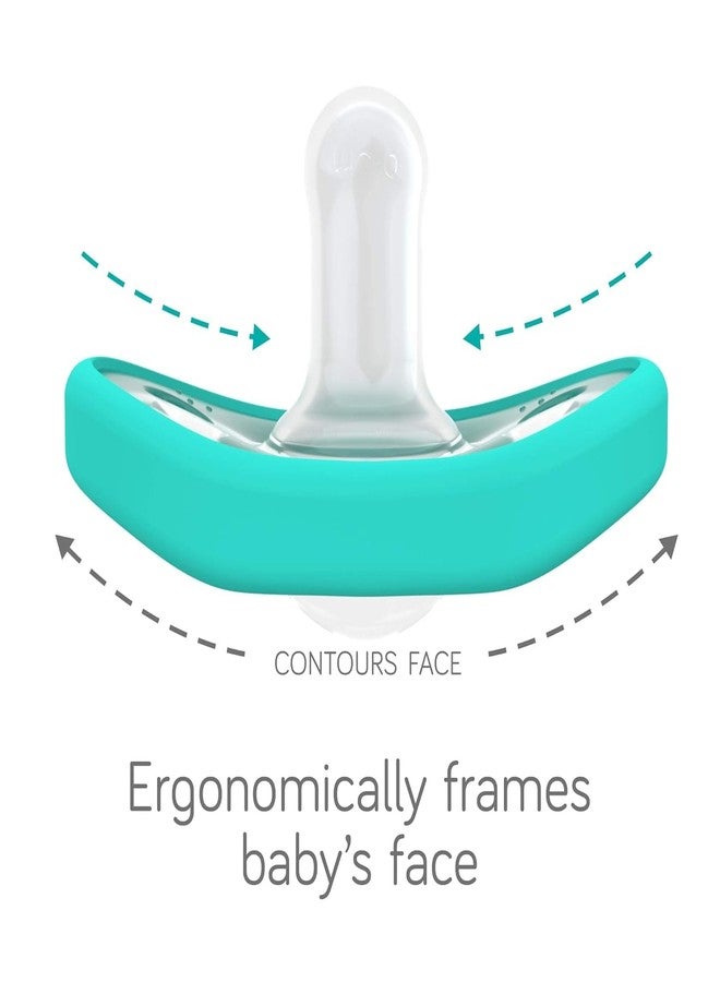 NANOBÉBÉ Nanobebe Baby Pacifiers 0-3 Month - Orthodontic, Curves Comfortably with Face Contour, Award Winning for Breastfeeding Babies, 100% Silicone, Baby Registry Gift 4pk, Sage/White - Image 3