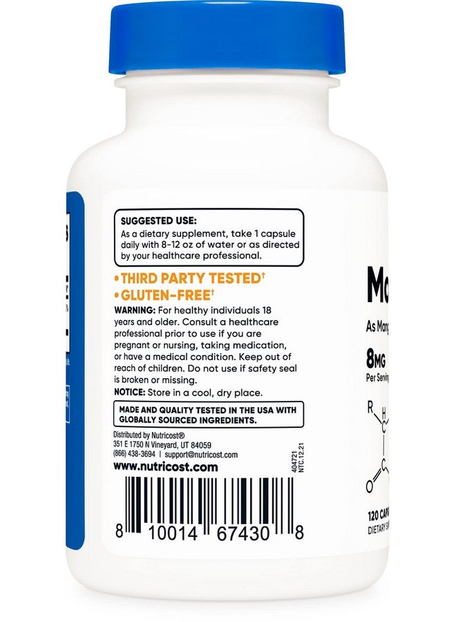 Nutricost مكمل المنغنيز المخلب من نوتريكوست 8 ملغ، مخلب الأحماض الأمينية، 120 كبسولة، 120 حصة - خالي من الغلوتين، غير معدّل وراثيًا وصديق للنباتيين - Image 3