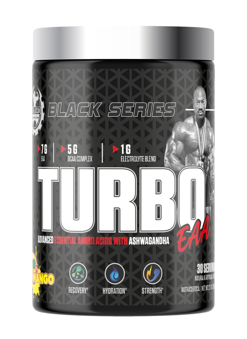 DEXTER JACKSON Black Series Turbo EAA 30 Servings 345g - Advanced Essential Amino Acids for Muscle Recovery and Performance (Mango)  - Image 1