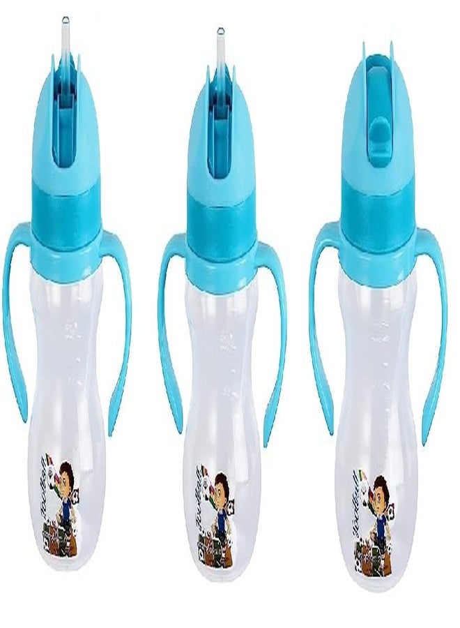 تايني ديل عرض صغير: عبوة من 3 أكواب شرب للأطفال - زجاجات مياه شفافة مانعة للانسكاب سعة 350 مل مزودة بماصة ومقابض تعمل بالجاذبية - Image 1