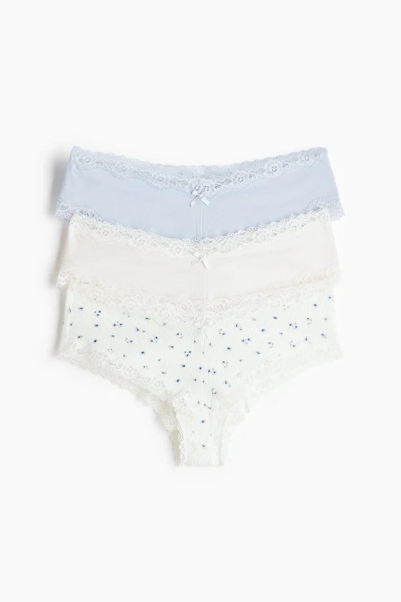 H&M 3-pack cotton and lace hipster briefs