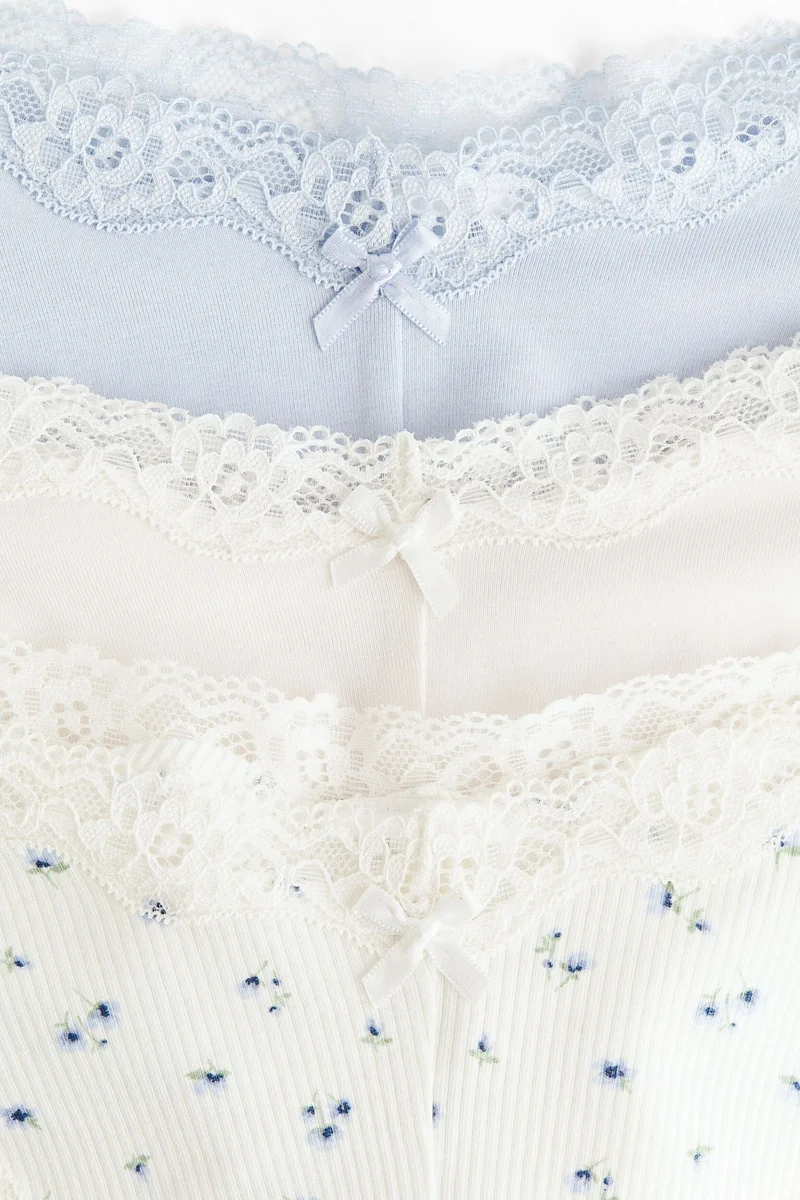 H&M 3-pack cotton and lace hipster briefs