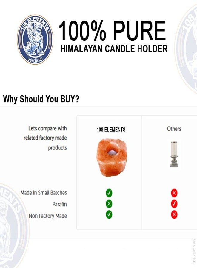 108 ELEMENTS Hand Carved Hand Made Himalayan Salt Candle Holders with Healing Properties, Purification, Spirituality, Feng Shui, Prosperity Harmony Wellness Natural Healing Ideal for Home Décor - Image 3