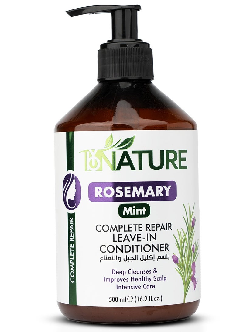 باي نيتشر باي ناتشر بلسم ليف إن 500 مل بإكليل الجبل والنعناع مع البيوتين وزيت الأرجان – ترطيب عميق وتقوية الشعر، مناسب للشعر المتساقط والتالف، للشعر المجعد والمصبوغ، بدون كبريتات وبارابين - Image 1