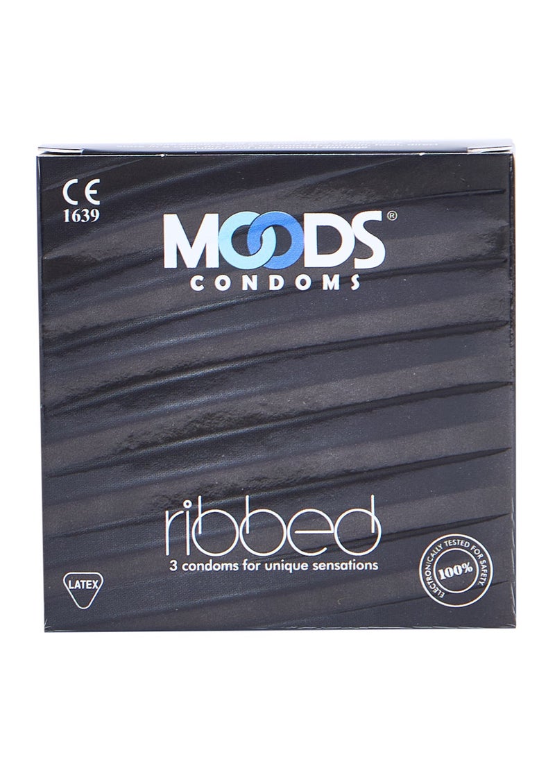 Moods Ribbed Condoms 3s Made With Natural Rubber Latex - Image 2