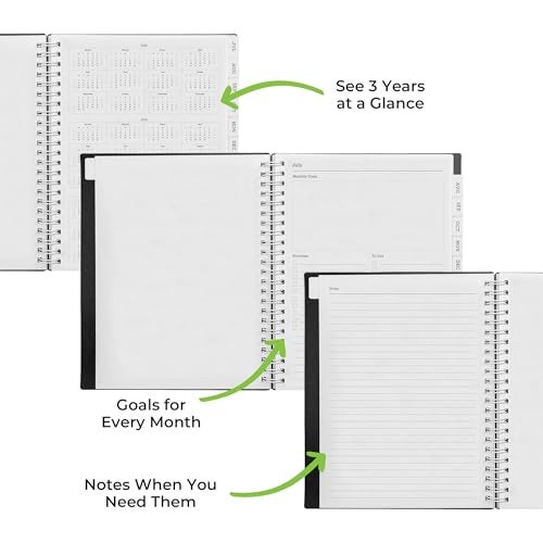 WallDeca Academic Planner 2025-2026, Daily, Weekly & Monthly Planner, July 2025 - June 2026, Student Notes Pages, Twin-Wire Binding Day and Weekly Agenda for School & Work (8 x 6-Inches, Black) - Image 3
