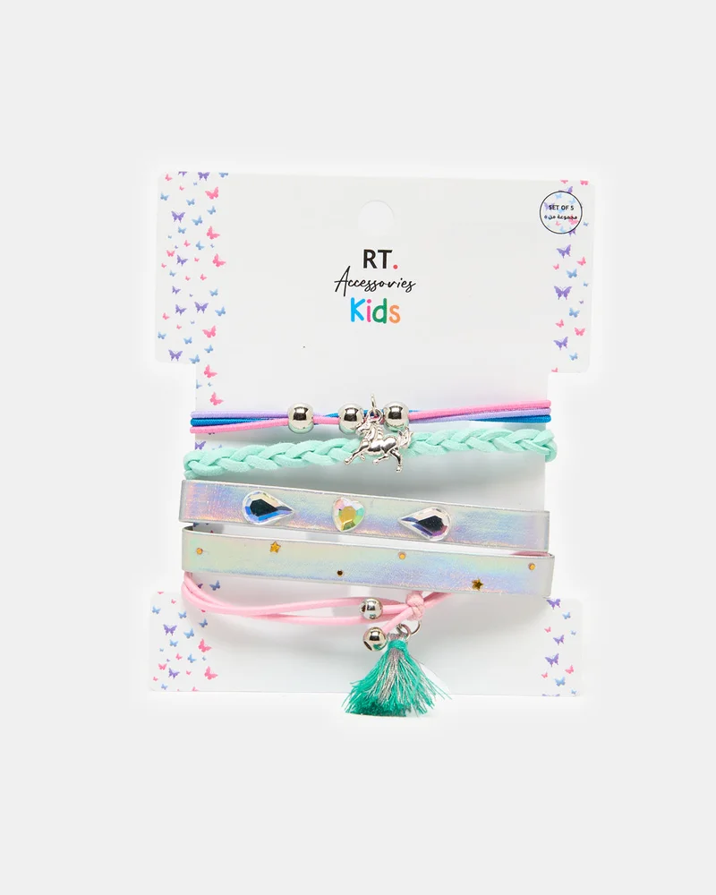 Redtag Girls Assorted Embellished Bracelet Set (5 Piece)